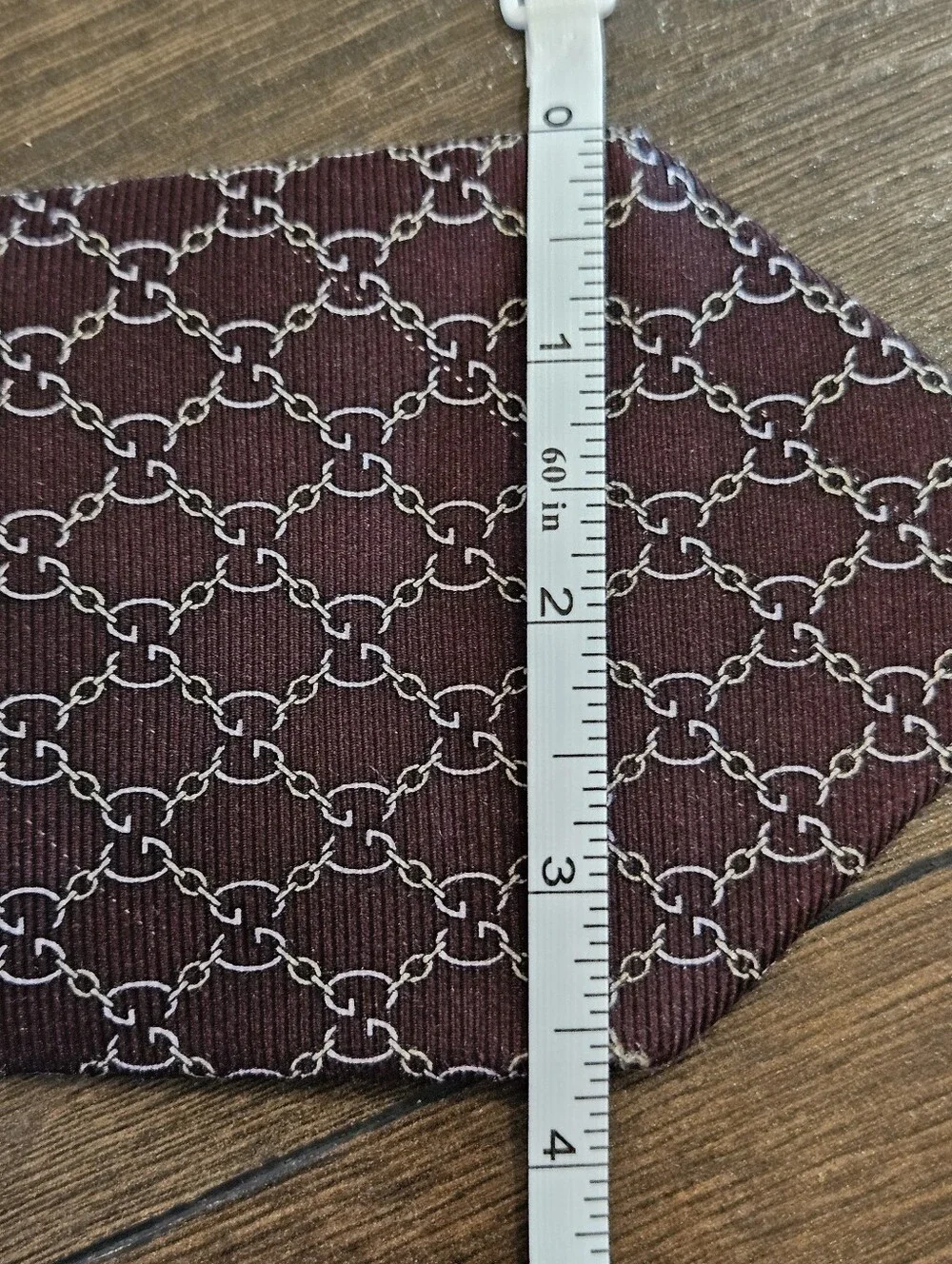 Gucci Brown GG Monogram Silk Tie Italy 100% Silk w/ Gucci Gift Box